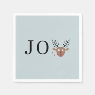 Light Blue Reindeer Joy Festive Christmas Party Napkins