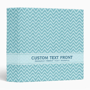 Light Blue Retro Chevron Pattern Linen Texture Binder