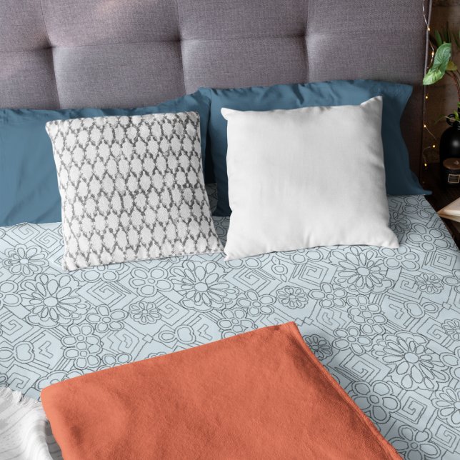 Light Blue Retro Flower Pattern Duvet Cover (Creator Uploaded)