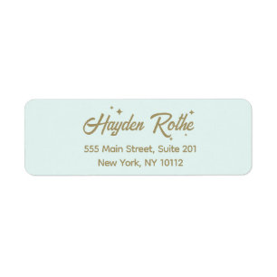Light Blue Retro Script  Label