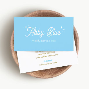 Light Blue  Retro Script Stars Business Card