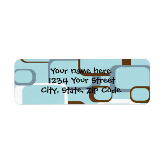 Light Blue Retro Squares Address Label