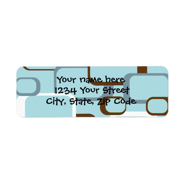 Light Blue Retro Squares Address Label (Front)