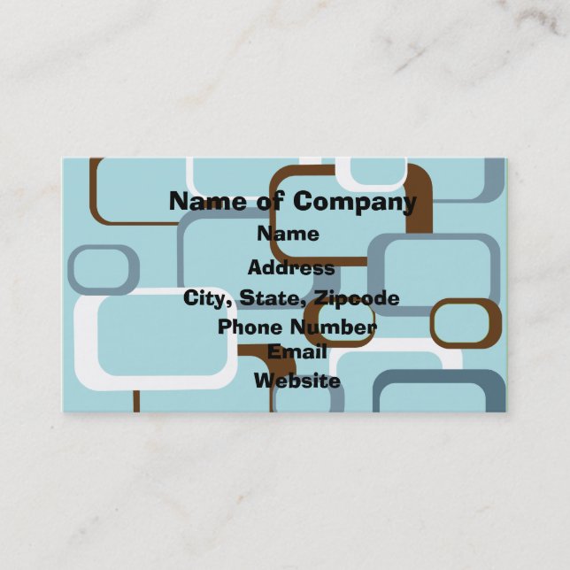 Light Blue Retro Squares Business Card (Front)