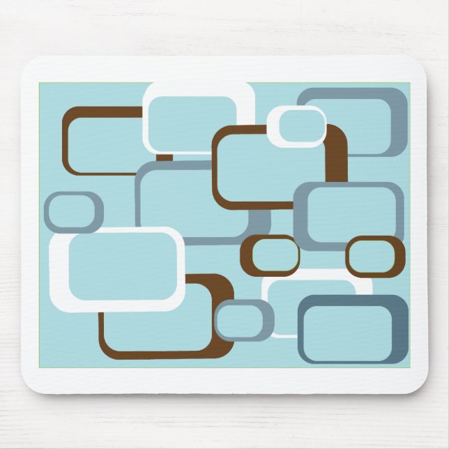 light blue retro squares mouse pad (Front)
