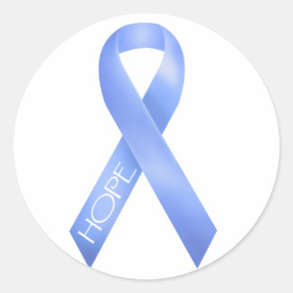 Light Blue Ribbon Classic Round Sticker