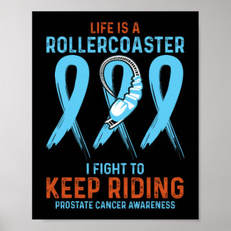 Light Blue Ribbon Fighter Prostate Cancer Awarenes Poster