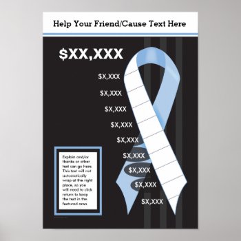 Light Blue Ribbon Fundraising Poster by FundraisingAndGoals at Zazzle