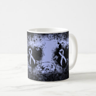 Light Blue Ribbon Grunge Heart Coffee Mug