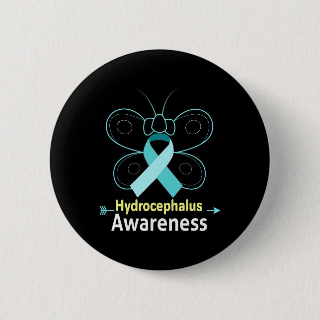 Light Blue Ribbon Hydrocephalus Awareness  Button (Front)