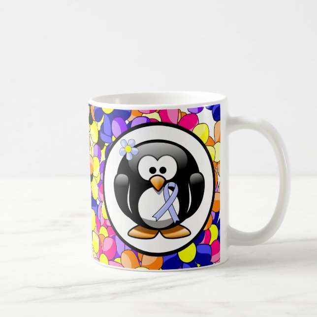 Light Blue Ribbon Penguin Coffee Mug (Right)