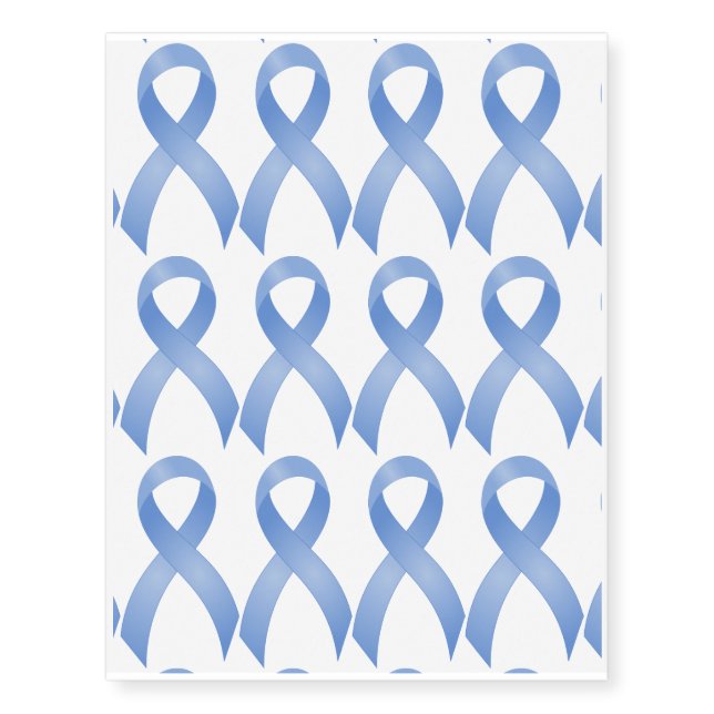 Light Blue Ribbon Prostate Cancer Awareness Temporary Tattoos (Front)