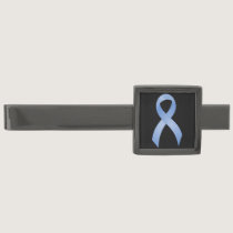 Light Blue Ribbon Prostate Cancer Gunmetal Finish Tie Clip