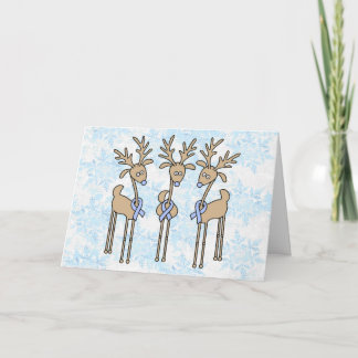 Light Blue Ribbon Reindeer Holiday Card