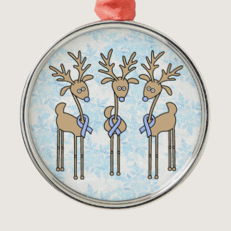 Light Blue Ribbon Reindeer Metal Ornament
