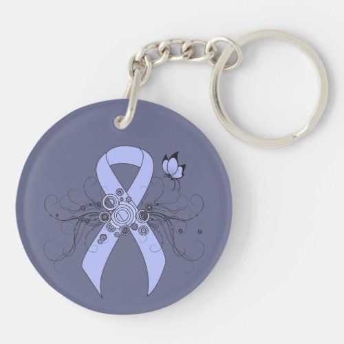 Light Blue Ribbon with Butterfly Keychain