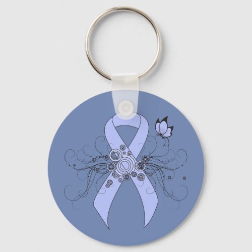 Light Blue Ribbon with Butterfly Keychain