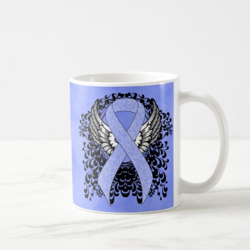 Light Blue Ribbon with Wings Coffee Mug