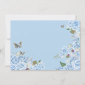 Light Blue Rose Floral Tiara Butterfly Quinceanera Invitation (Back)
