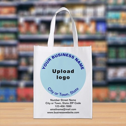 Light Blue Round Branding on Single_Sided Print Grocery Bag