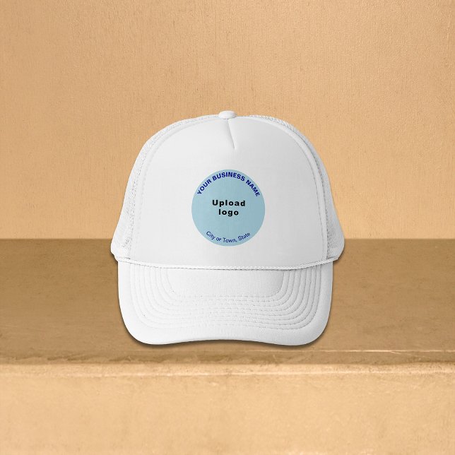 Light Blue Round Business Brand on Trucker Hat (Light blue round business brand on trucker hat)