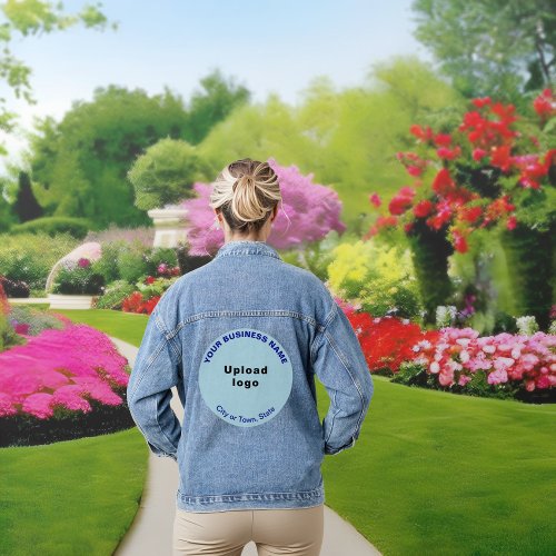 Light Blue Round Business Brand on Womens Denim Jacket