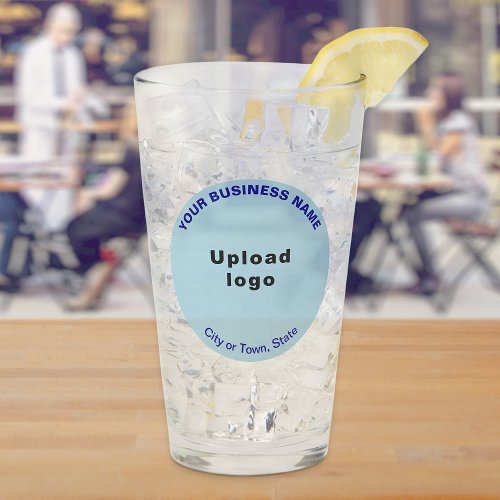 Light Blue Round Shape Business Brand on Glass Cup