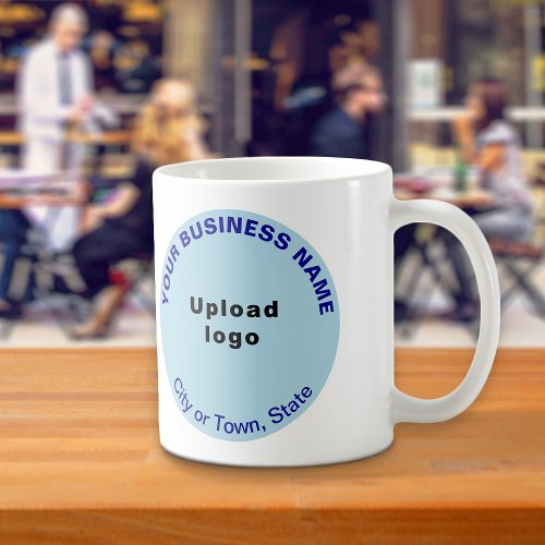 Light Blue Round Shape Business Brand on Mug