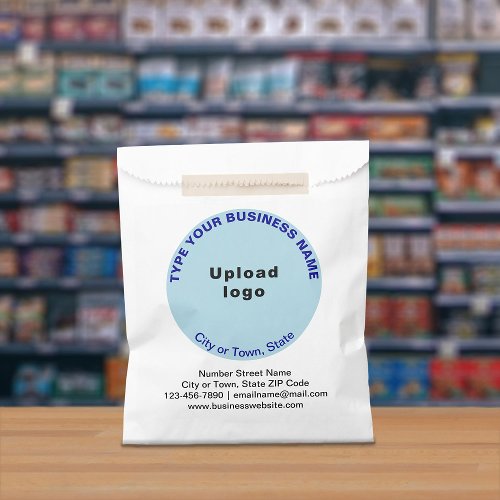 Light Blue Round Shape Business Brand on Paper Bag