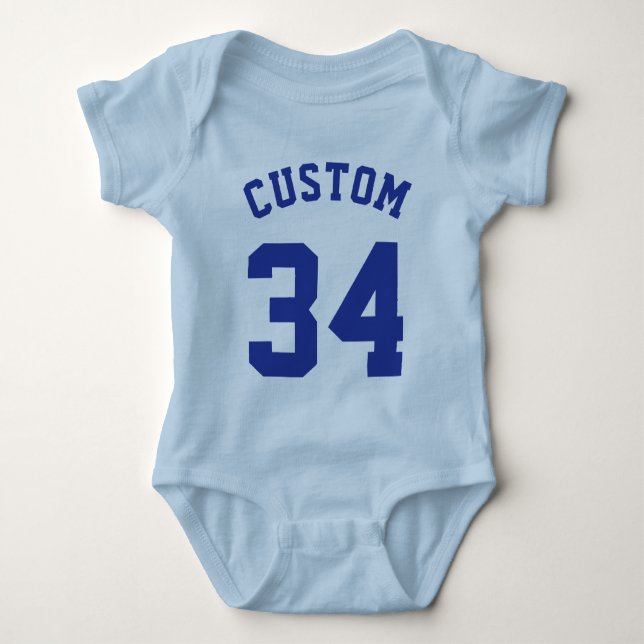 Light Blue & Royal Baby | Sports Jersey Design Baby Bodysuit (Front)
