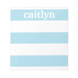 Light Blue Rugby Stripes Personalized Notepad