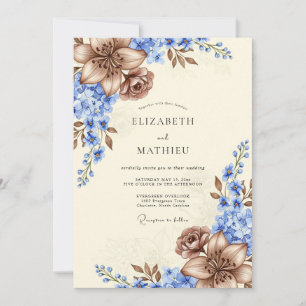 Light Blue Rustic Pastoral Wedding Invitation