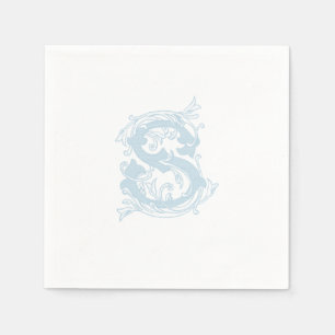 Light Blue "S" Monogram Cocktail Napkins