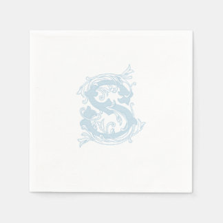 Light Blue "S" Monogram Cocktail Napkins