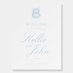Light Blue "S" Monogram Wedding Poster