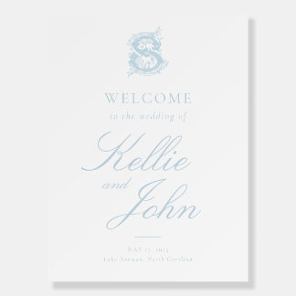 Light Blue "S" Monogram Wedding Poster