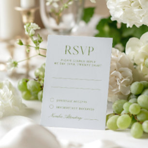 Light Blue & Sage Green Elegant Wedding RSVP Card