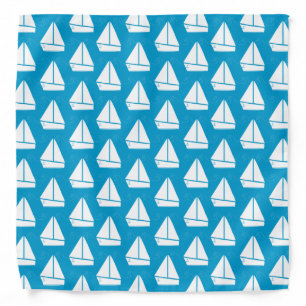 Light Blue Sailboat Pattern Bandana