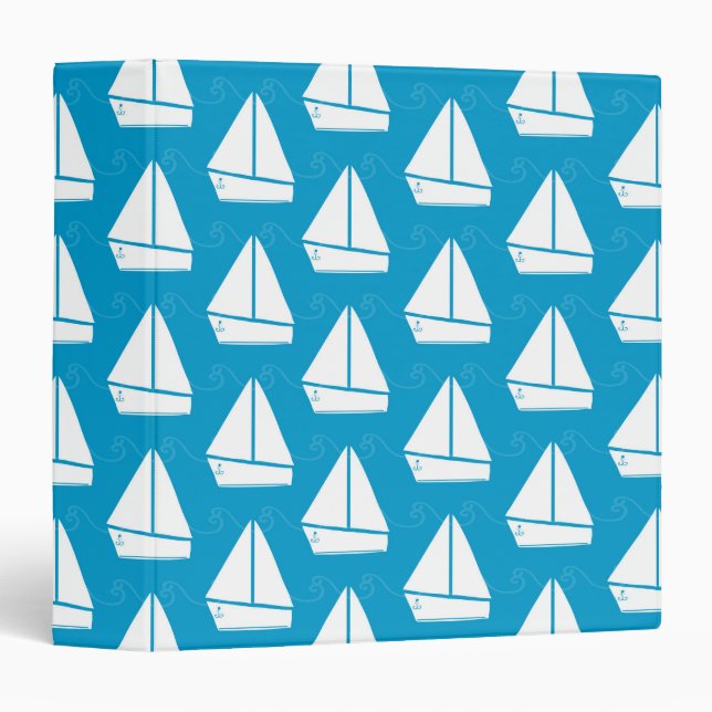 Light Blue Sailboat Pattern Binder (Front/Spine)