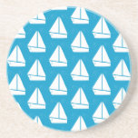 Light Blue Sailboat Pattern Coaster