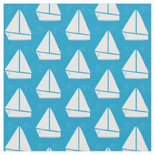 Light Blue Sailboat Pattern Fabric