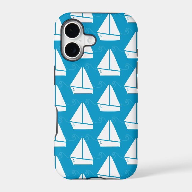 Light Blue Sailboat Pattern Iphone Case (Back)