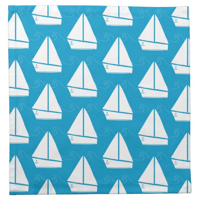 Light Blue Sailboat Pattern Napkin (Front)