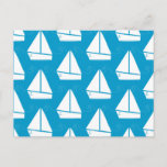 Light Blue Sailboat Pattern Postcard