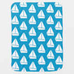 Light Blue Sailboat Pattern Stroller Blanket