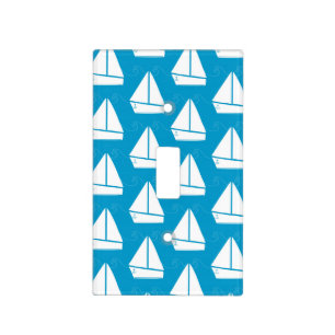 Light Blue Sailboat Pattern Switch Cover
