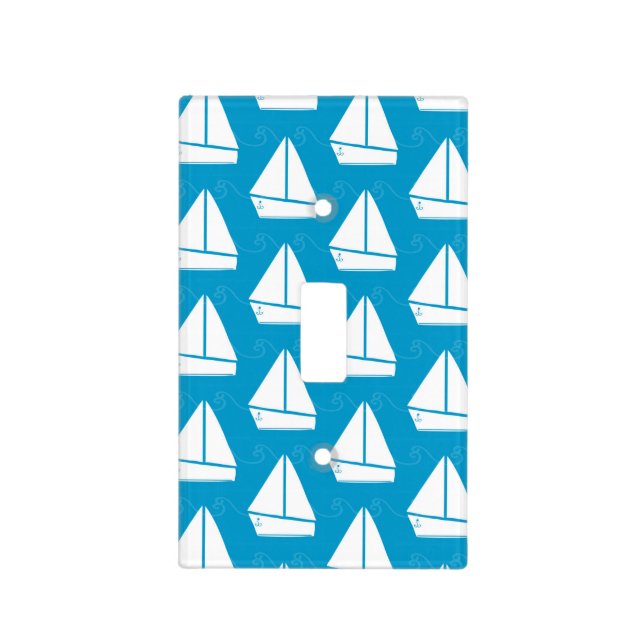 Light Blue Sailboat Pattern Switch Cover (Front)