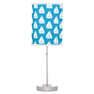 Light Blue Sailboat Pattern Table Lamp