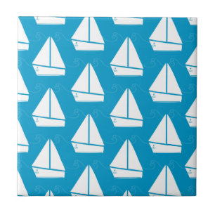 Light Blue Sailboat Pattern Tile
