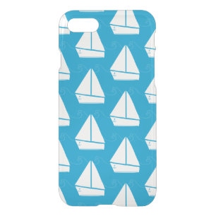 Light Blue Sailboat Pattern iPhone SE/8/7 Case